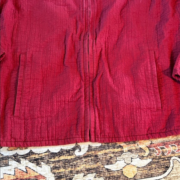Eileen Fisher Red Textured Cotton Zip Up Jacket sz S - Picture 4 of 8